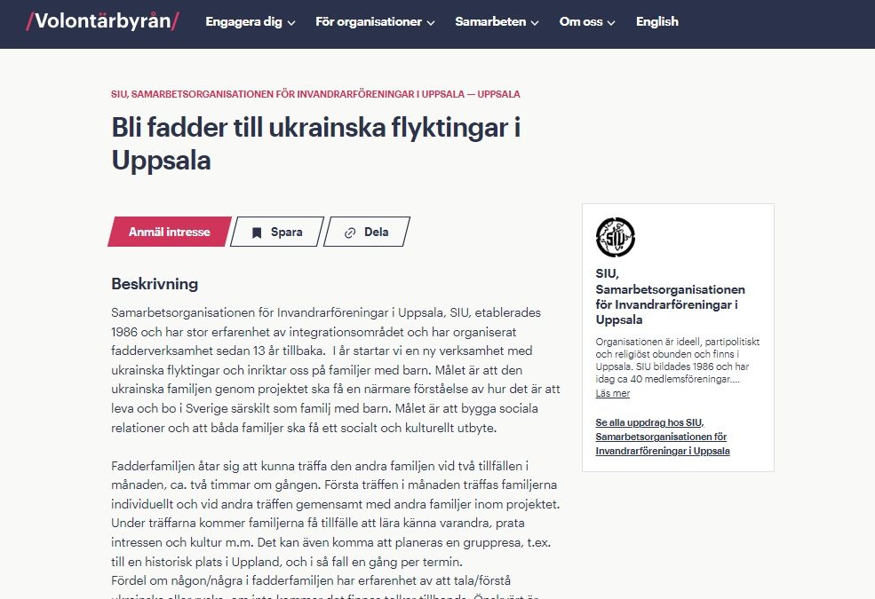 Bli fadder till ukrainska flyktingar i Uppsala